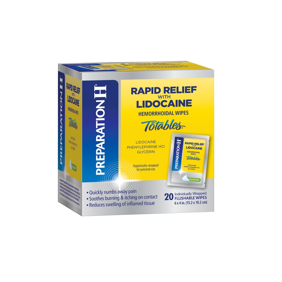 slide 3 of 7, Preparation-H Rapid Relief with Lidocaine Hemorrhoidal Wipes, 20 ct