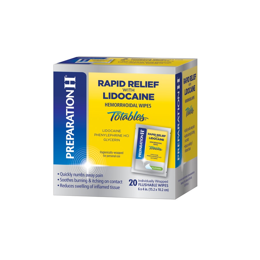 slide 4 of 7, Preparation-H Rapid Relief with Lidocaine Hemorrhoidal Wipes, 20 ct