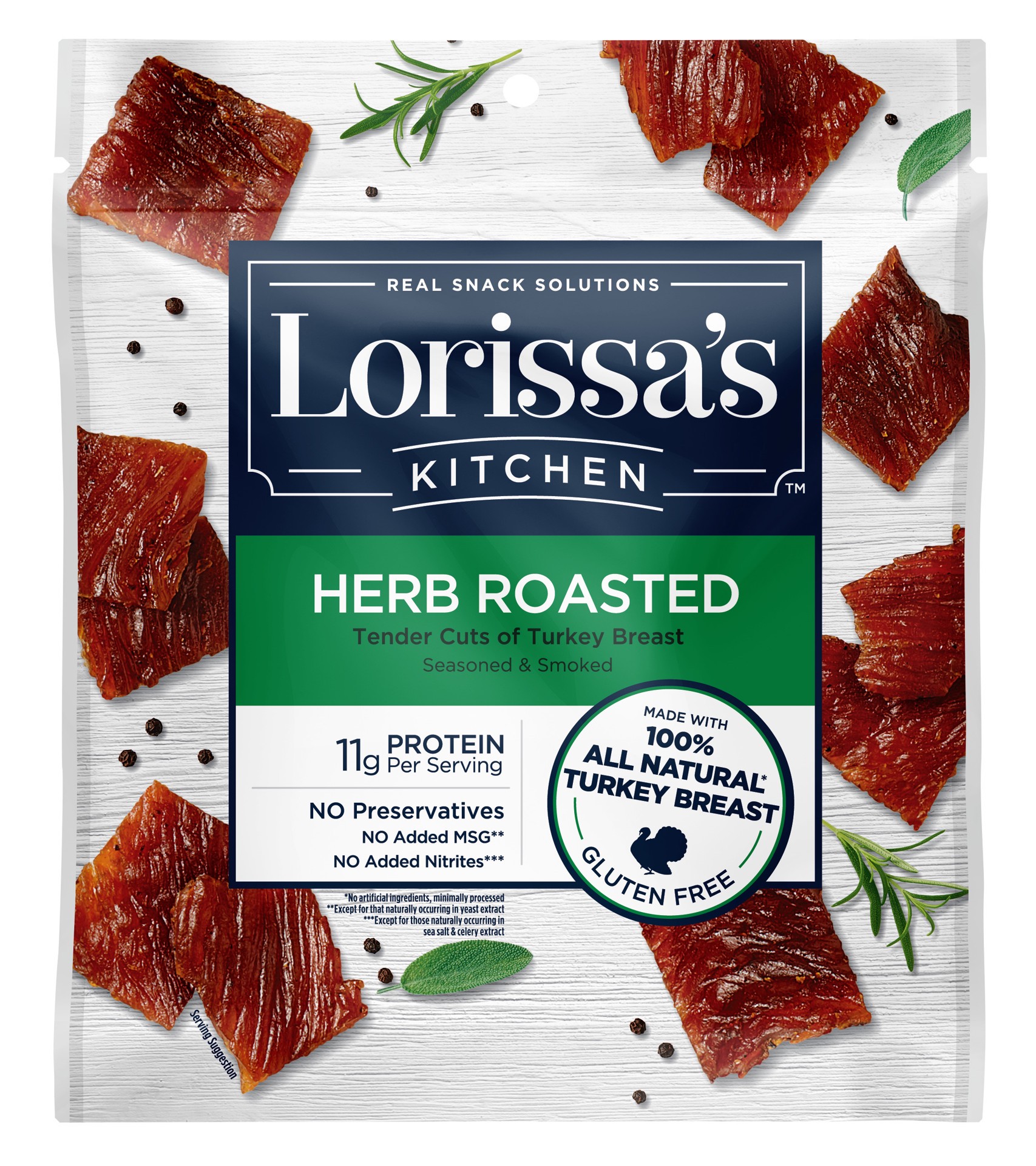 slide 1 of 2, Lorissa's Kitchen Herb Roasted Turkey Breast Cuts, 2.5 Ounce,  - Premium Turkey Snacks With No Added Nitrites/Nitrates - Keto Friendly Snacks, Gluten Free, 2.25 oz