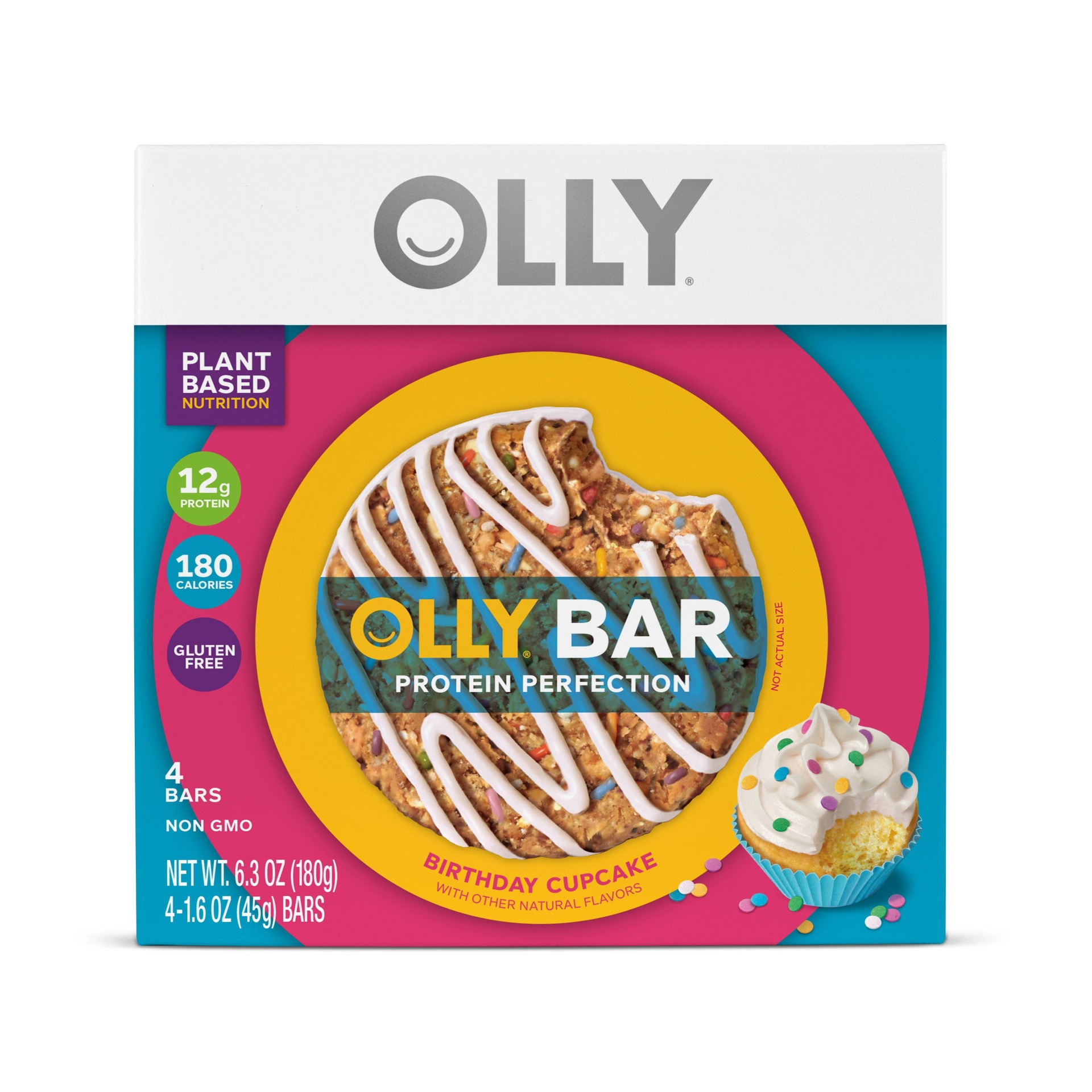 slide 1 of 4, Olly Protein Bar - Birthday Cupcake, 4 ct