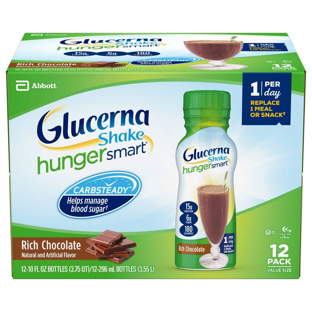 slide 4 of 5, Glucerna Hunger Smart Diabetes Nutritional Shake, Rich Chocolate, 12 ct; 10 fl oz