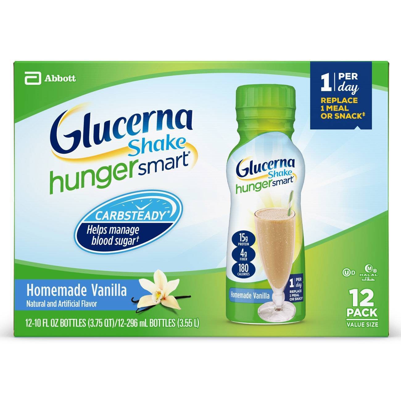 slide 1 of 5, Glucerna HungerSmart Nutrition Shake - Vanilla /, 12 ct; 8 fl oz