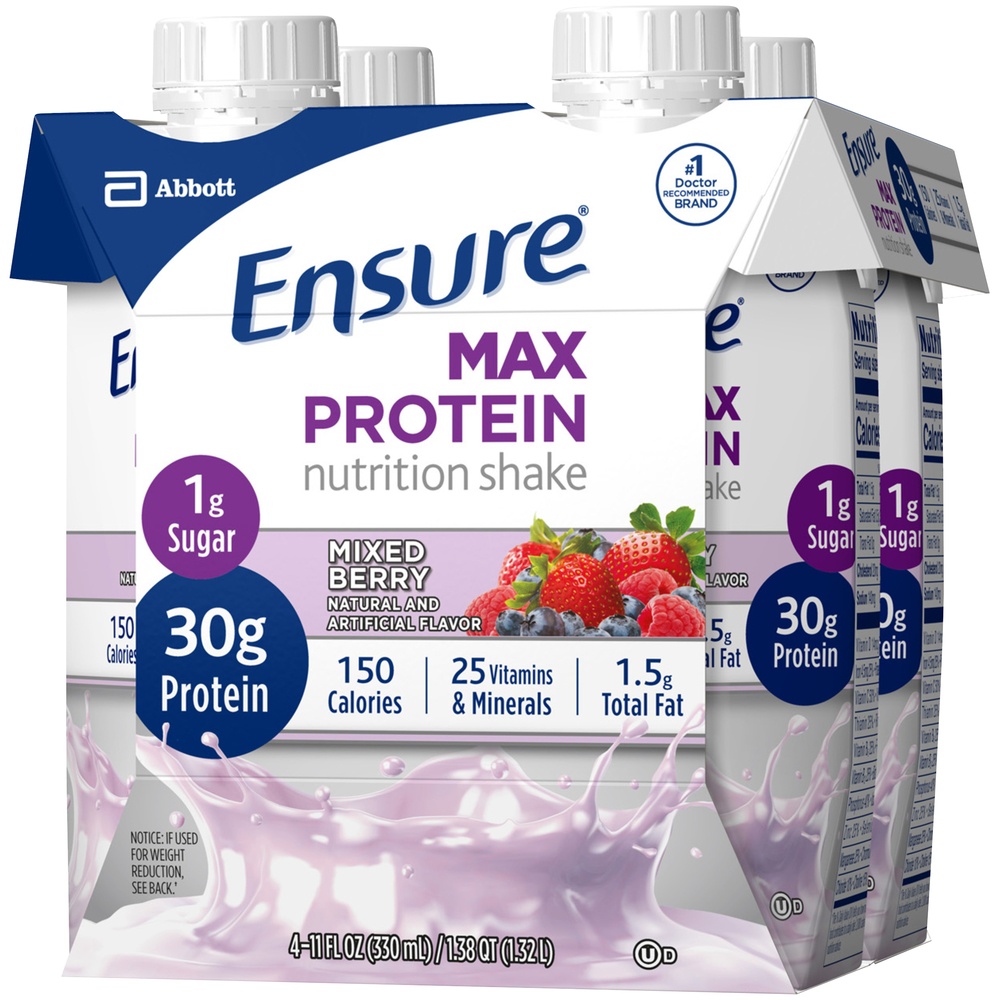 slide 5 of 8, Ensure Max Protein Nutrition Shake Mixed Berry Flavor, 4 ct; 11.5 fl oz