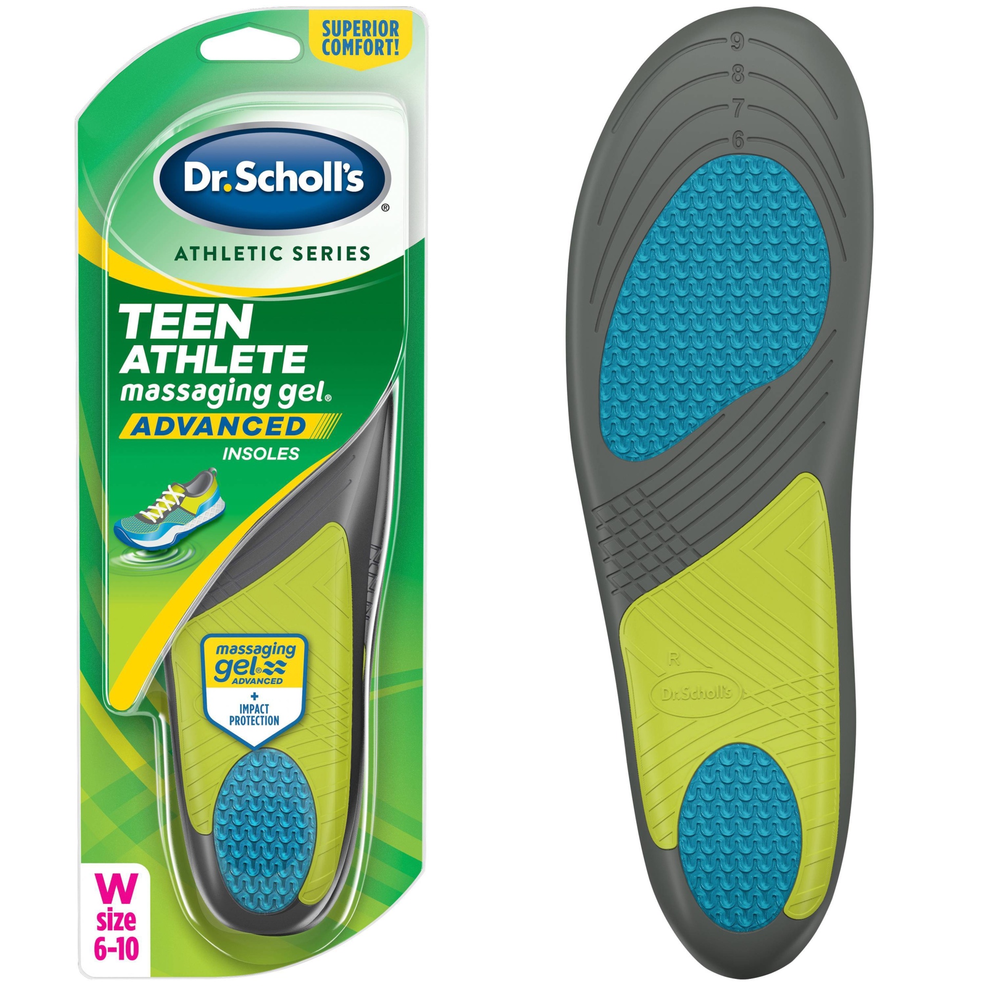 slide 1 of 3, Dr. Scholl's Athletic Series Teen Athlete Massaging Gel Insoles for Women Sizes 6-10, 1 ct