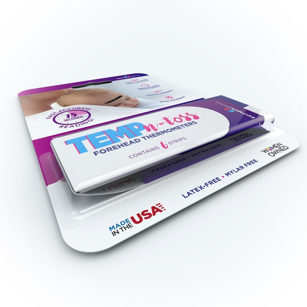 slide 4 of 4, Tempagenix Temp-N-Toss Disposable Forehead Thermometer Strips, 6 ct