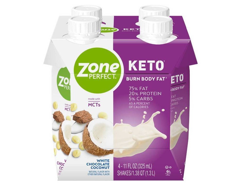 slide 4 of 5, Zone Perfect Keto White Chocolate Coconut Shake, 4 ct; 11 fl oz