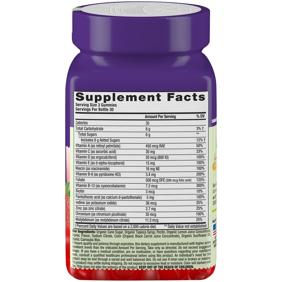 slide 2 of 4, Vitafusion Organic Men's Multivitamin Gummies - Berry, 90 ct