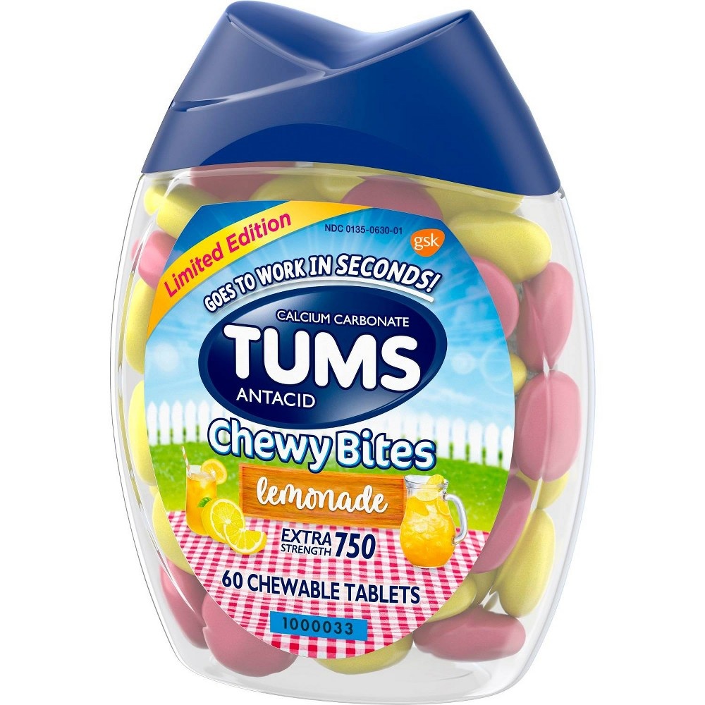 slide 3 of 4, Tums Chewy Bites Lemonade Extra Strength Antacid Chewable Tablets, 60 ct