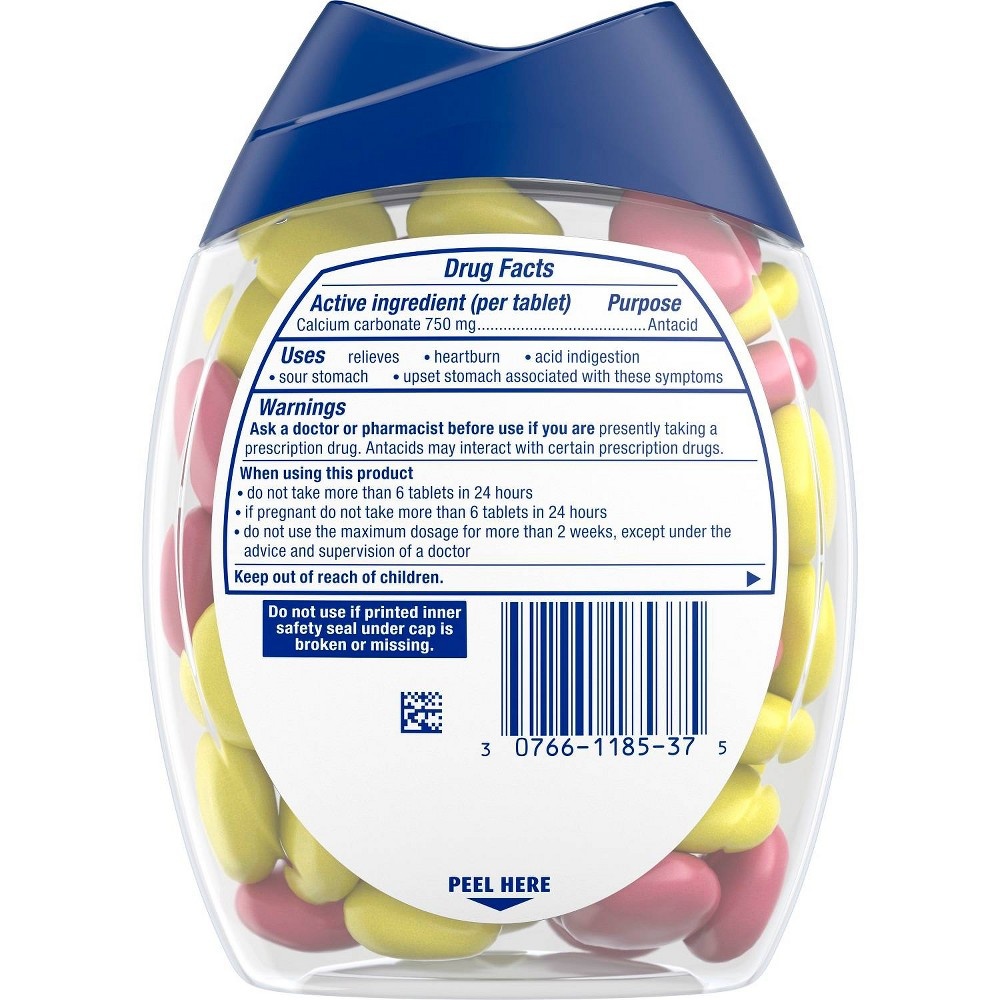 slide 4 of 4, Tums Chewy Bites Lemonade Extra Strength Antacid Chewable Tablets, 60 ct