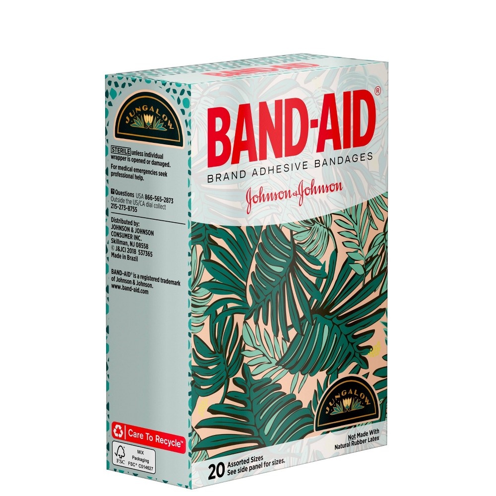 slide 5 of 8, BAND-AID Adhesive Bandages Jungalow, 20 ct