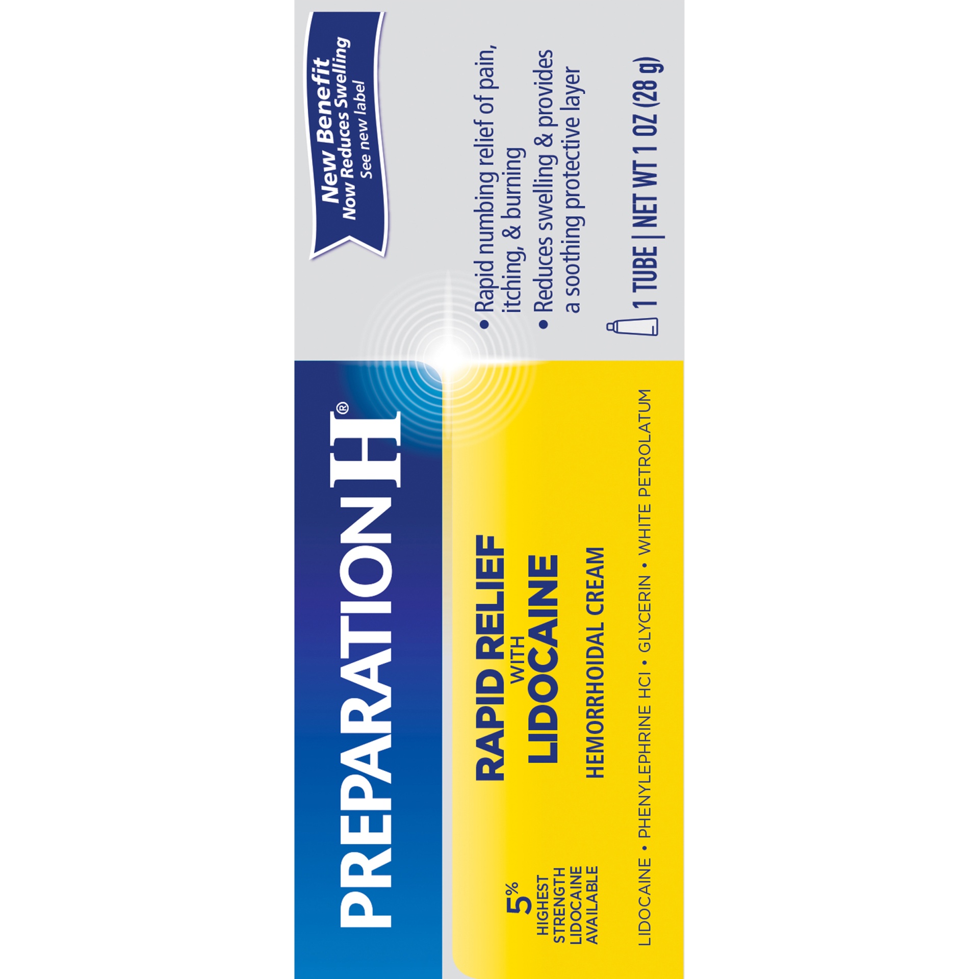 Preparation H Rapid Relief with Lidocaine Hemorrhoid Symptom Treatment  Cream, Numbing Relief for Pain, Burning and Itching, Tube (1.0 Ounce) 