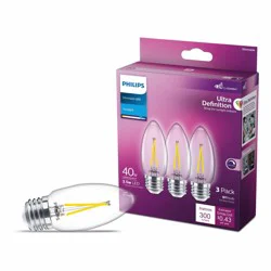 Philips Ultra Definition 3.5 Watts 40-Watt B11 Clear Daylight Light Bulbs 5000K