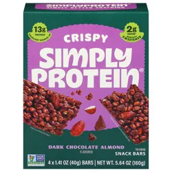 SimplyProtein Crispy Dark Chocolate Almond Flavored Snack Bars - 4 - 1.41 oz Bars