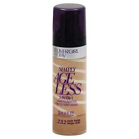 slide 1 of 1, COVERGIRL + Olay Simply Ageless Liquid Foundation 3-in-1 Nude Beige 232 - 1 Fl. Oz., 1 fl oz