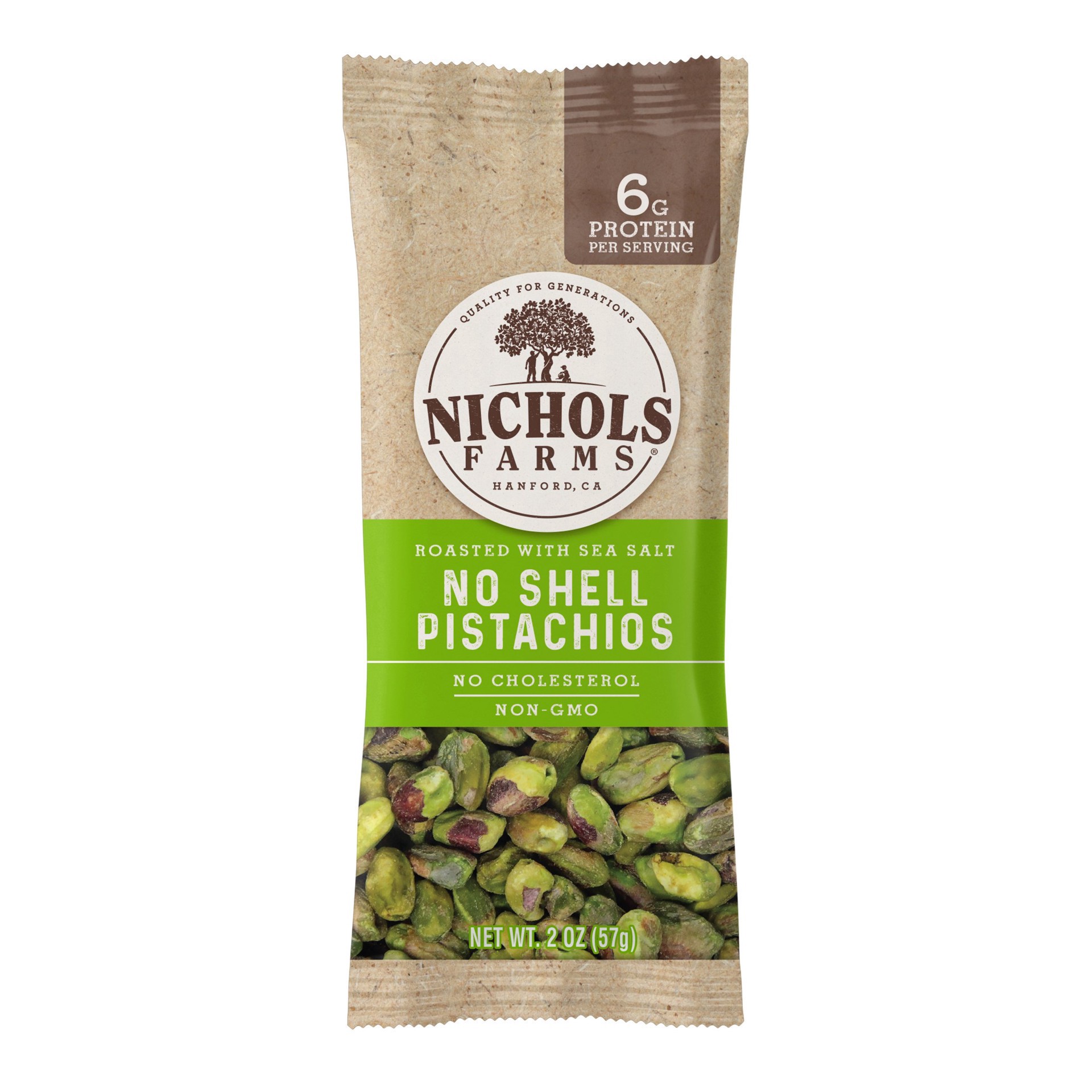 slide 1 of 1, Nichols Farms No Shell Roasted with Sea Salt Pistachios, 2 oz