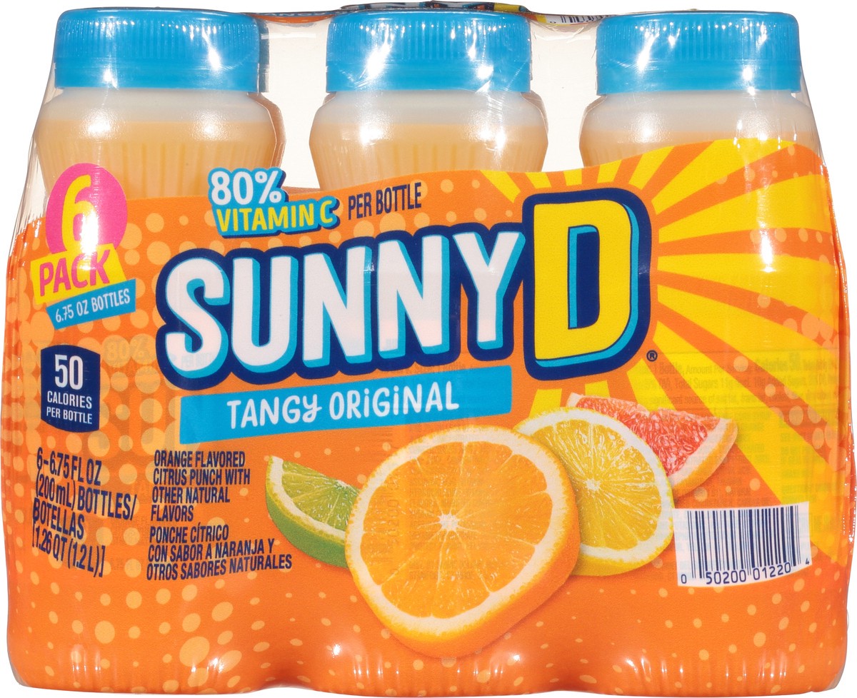 slide 3 of 9, Sunny D Sunnyd Tangy Original Orange Juice Drink, 6 Count, 6.75 Fl Oz Bottles, 6 ct; 6.75 fl oz