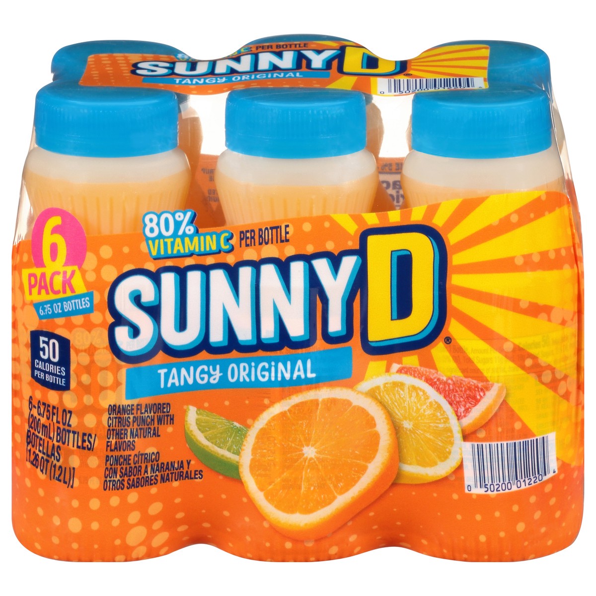 slide 1 of 9, Sunny D Sunnyd Tangy Original Orange Juice Drink, 6 Count, 6.75 Fl Oz Bottles, 6 ct; 6.75 fl oz