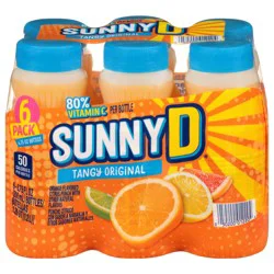 Sunny D Sunnyd Tangy Original Orange Juice Drink, 6 Count, 6.75 Fl Oz Bottles