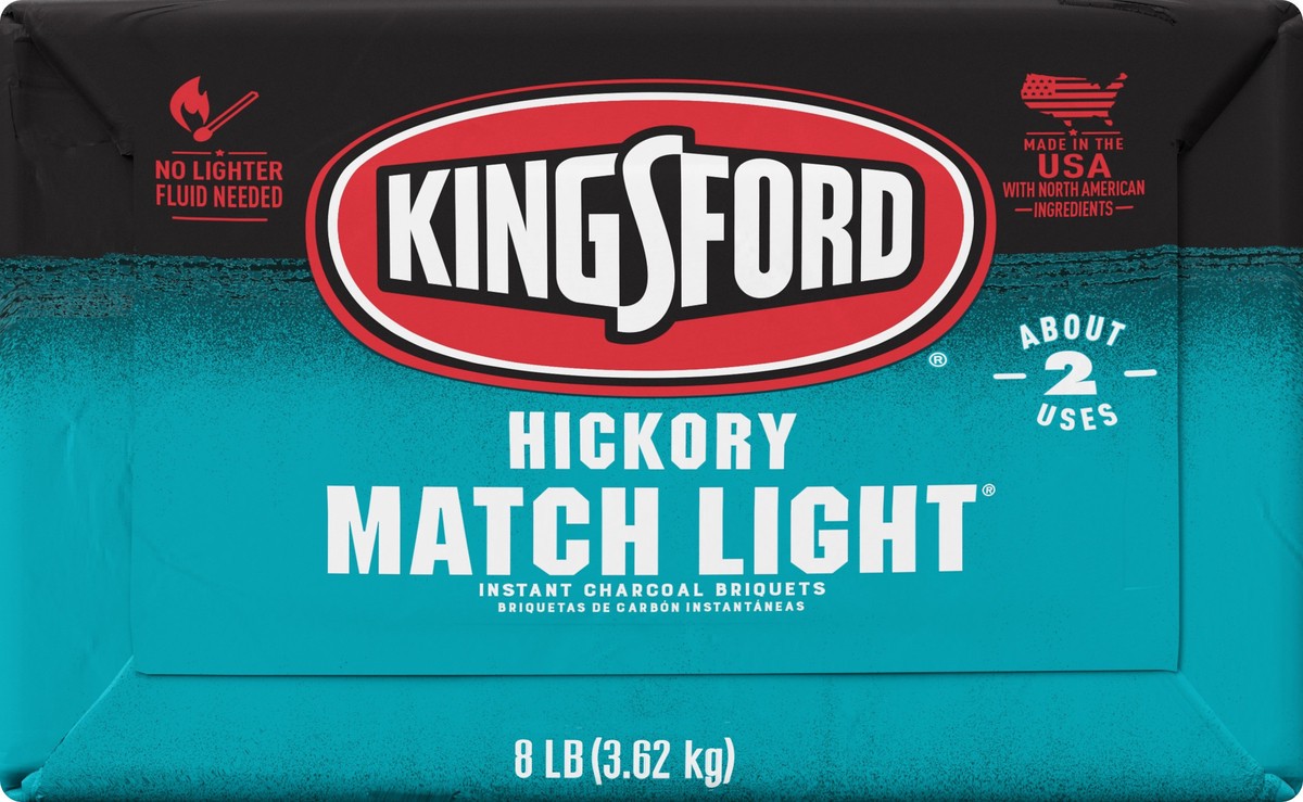 slide 4 of 7, Kingsford Match Light Instant Hickory Charcoal Briquets 8 lb, 8 lb