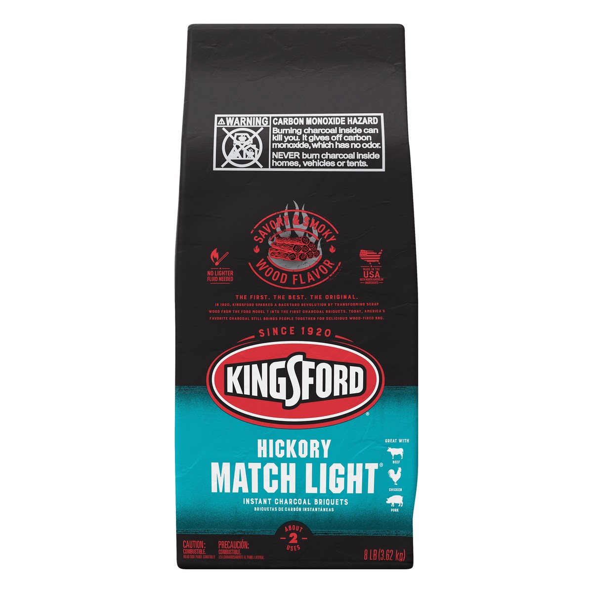 slide 3 of 7, Kingsford Match Light Instant Hickory Charcoal Briquets 8 lb, 8 lb