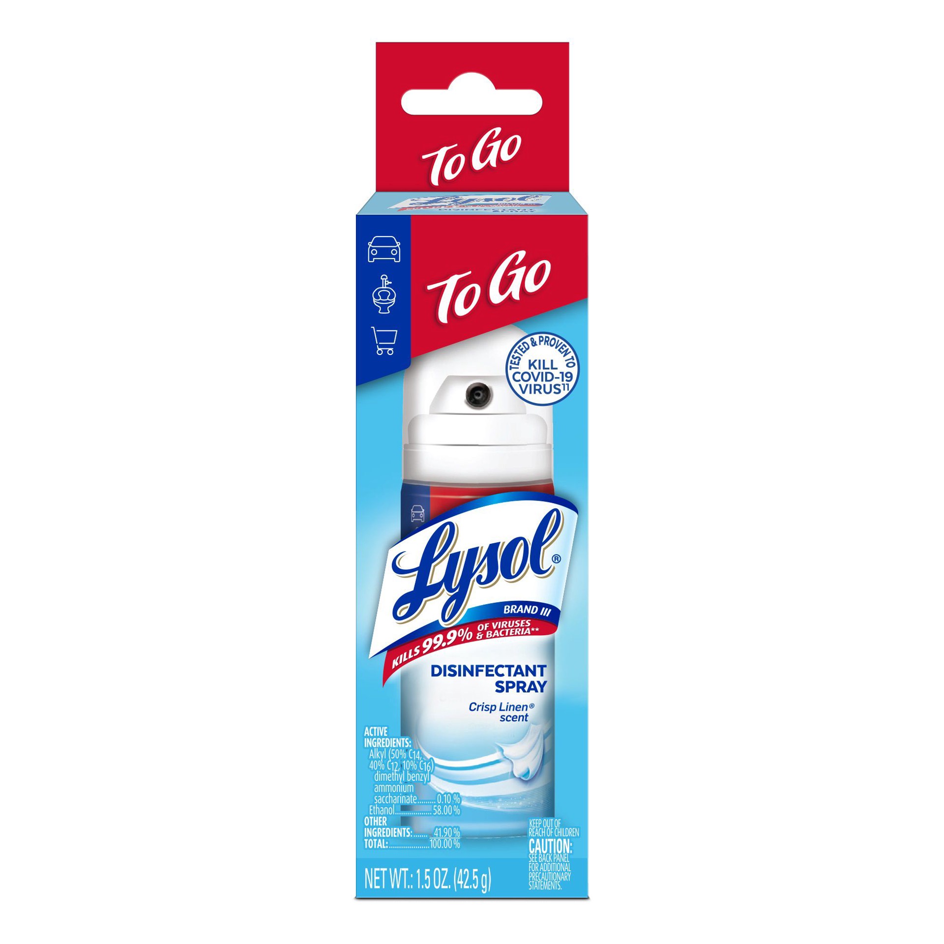 slide 1 of 1, Lysol Disnfectant Spray To Go, 1.5 oz