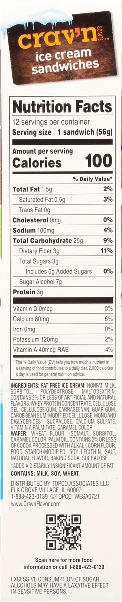 slide 4 of 20, Crav'n Flavor Vanilla Ice Cream Sandwiches 12 ea, 12 ct