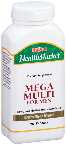 slide 1 of 1, Hy-Vee HealthMarket Mega Multi Dietary Supplement For Men Tablets, 90 ct