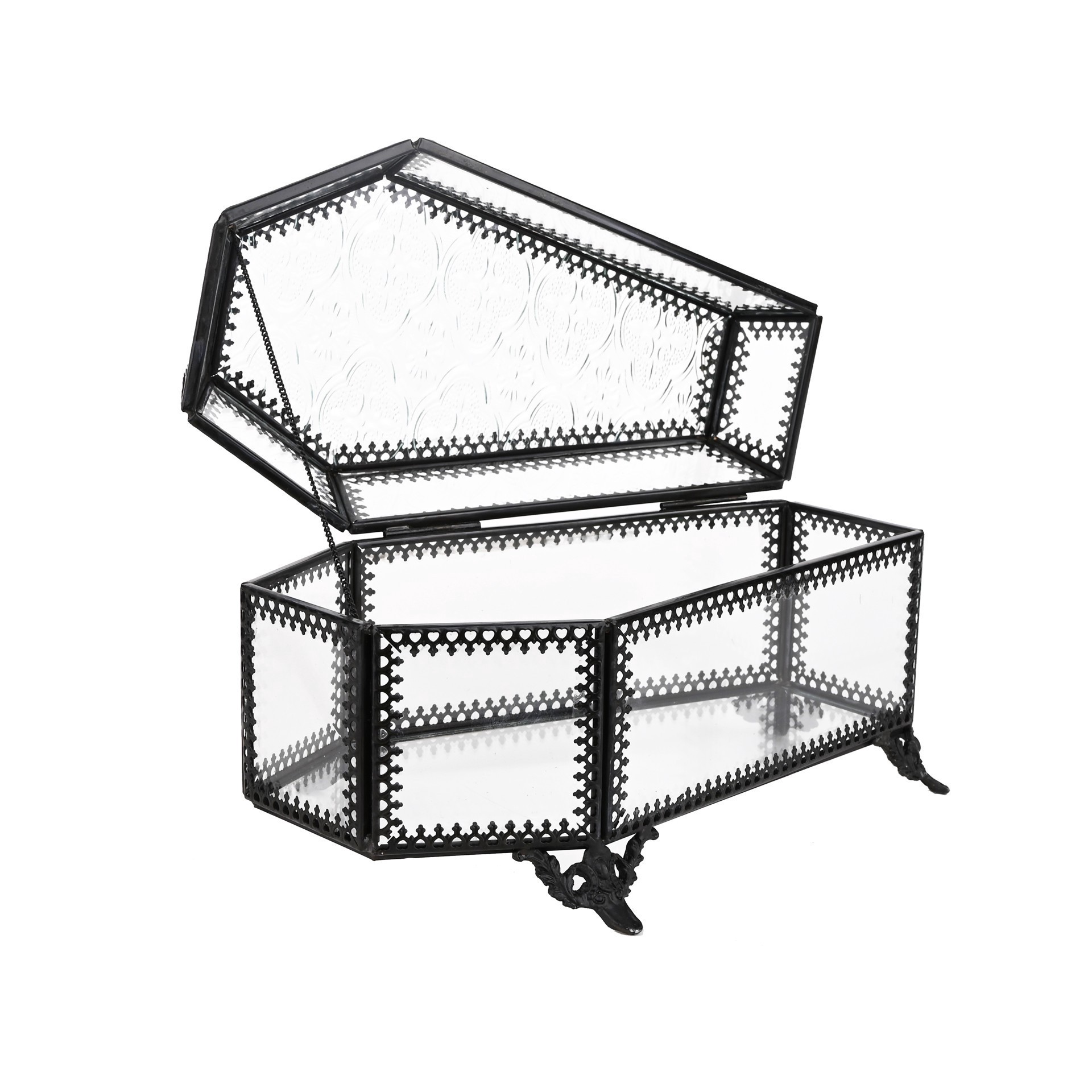 slide 2 of 3, 8" Etched Glass Coffin By Ashland, 8 in