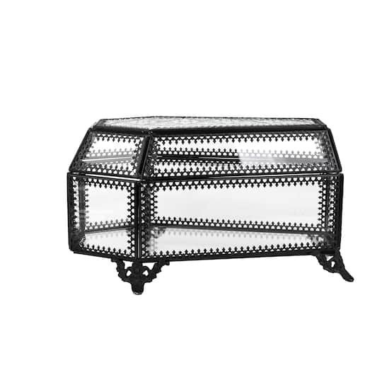 slide 1 of 3, 8" Etched Glass Coffin By Ashland, 8 in