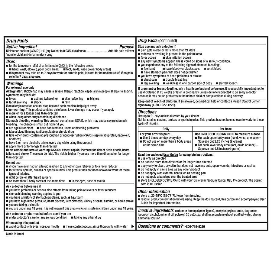 slide 5 of 5, Walgreens Arthritis Pain Relieving Gel, Diclofenac Sodium 1%, 1.76 oz
