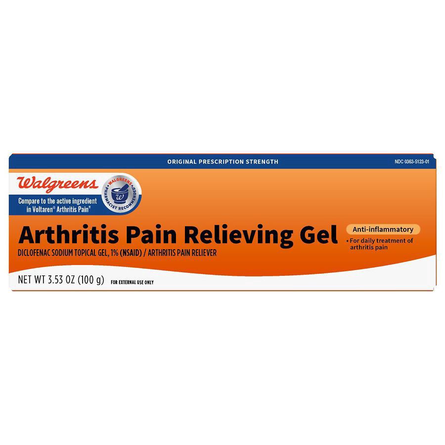 slide 1 of 5, Walgreens Arthritis Pain Relieving Gel, Diclofenac Sodium 1%, 1.76 oz
