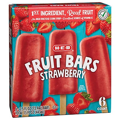 slide 1 of 1, H-E-B Select Ingredients Strawberry Fruit Bars, 6 ct