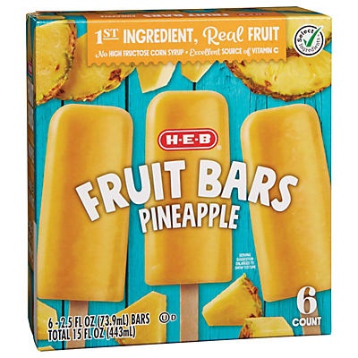 slide 1 of 1, H-E-B Select Ingredients Pineapple Fruit Bars, 6 ct
