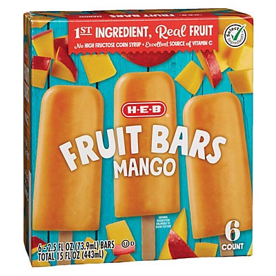 slide 1 of 1, H-E-B Select Ingredients Mango Fruit Bars, 6 ct