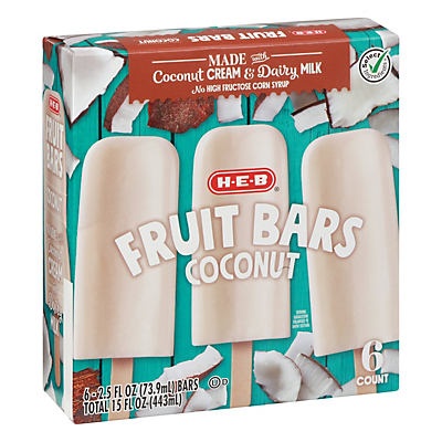 slide 1 of 1, H-E-B Select Ingredients Coconut Fruit Bars, 6 ct