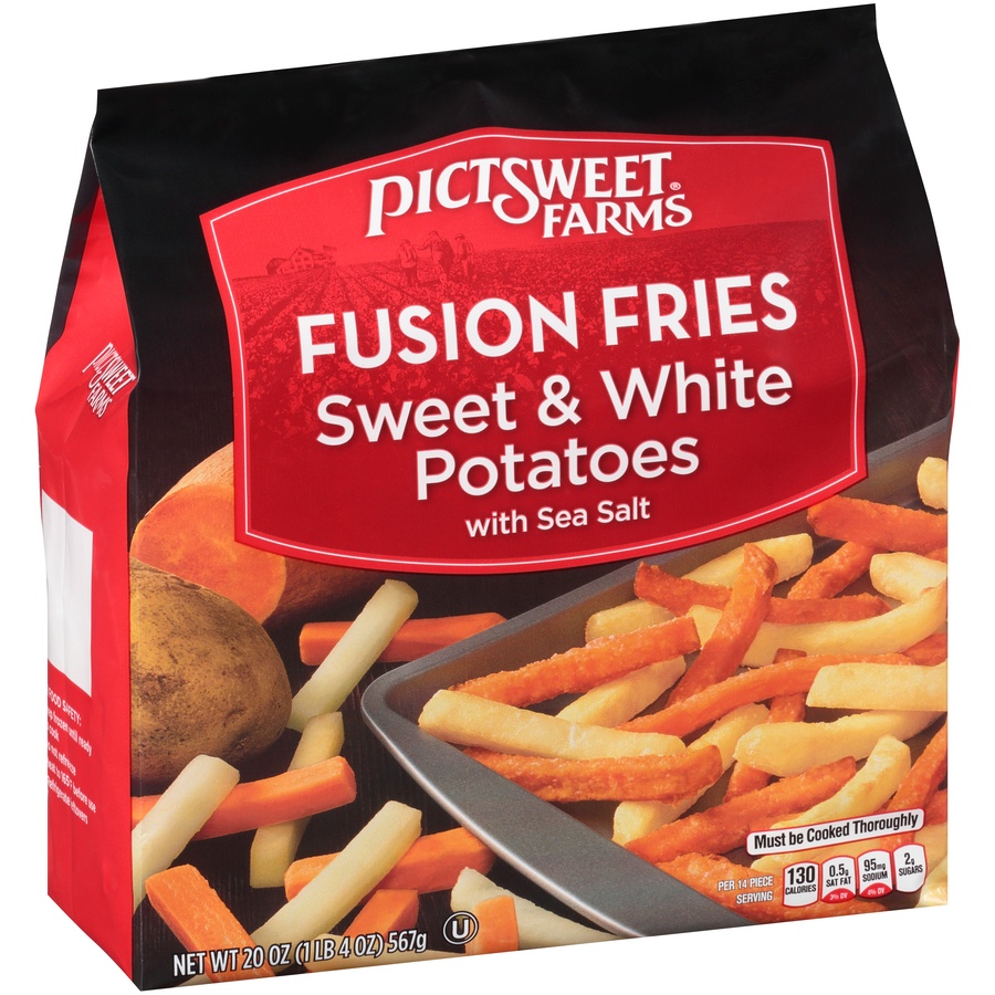 slide 2 of 8, PictSweet Farms Sweet & White Potato Fusion Fries, 20 oz