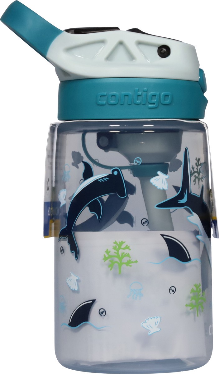 slide 4 of 9, Contigo Kids 14 Ounce Autospout Cleanable Macaroon with Shark Graphic Water Bottle 1 ea, 1 ct