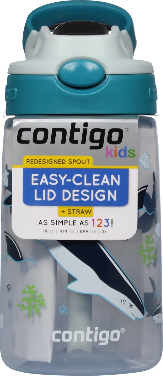 slide 8 of 9, Contigo Kids 14 Ounce Autospout Cleanable Macaroon with Shark Graphic Water Bottle 1 ea, 1 ct