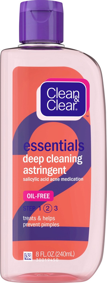 slide 4 of 5, Clean & Clear Essentials Oil-Free Deep Cleaning Face Astringent with 2% Salicylic Acid Acne Medication for All Skin Types, Facial Astringent to Treat & Help Prevent Pimples, 8 fl. oz, 8 fl oz