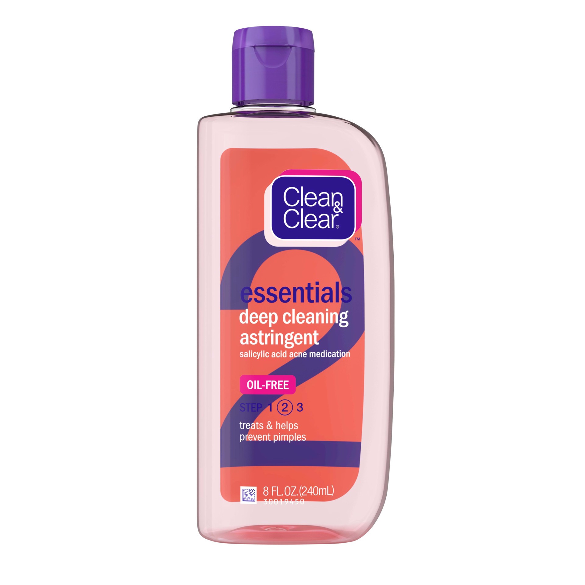 slide 1 of 5, Clean & Clear Essentials Oil-Free Deep Cleaning Face Astringent with 2% Salicylic Acid Acne Medication for All Skin Types, Facial Astringent to Treat & Help Prevent Pimples, 8 fl. oz, 8 fl oz