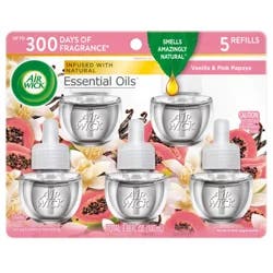 Air Wick Essential Oils Vanilla & Pink Papaya Scented Oil Refills 5 ea