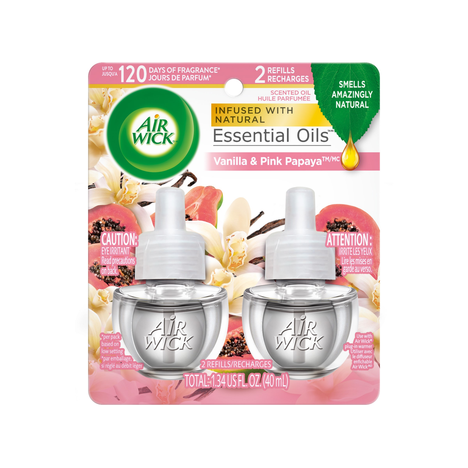 slide 1 of 7, Air Wick Vanilla and Pink Papaya Scented Oil Refill 2 Each, 2 ct