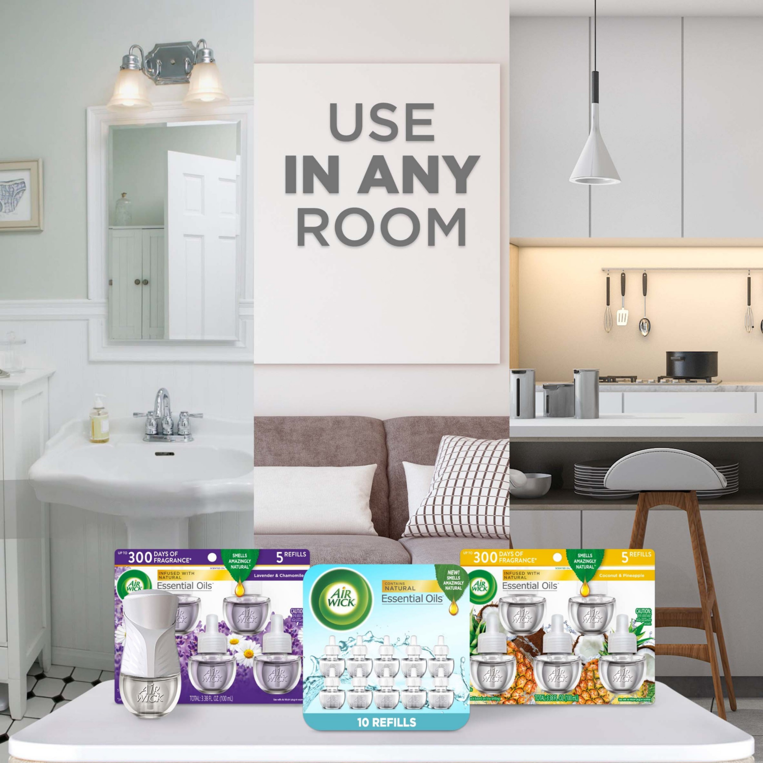 slide 3 of 8, Air Wick Essential Oils Fresh Linen Scented Oil Refills 7 ea, 7 ct