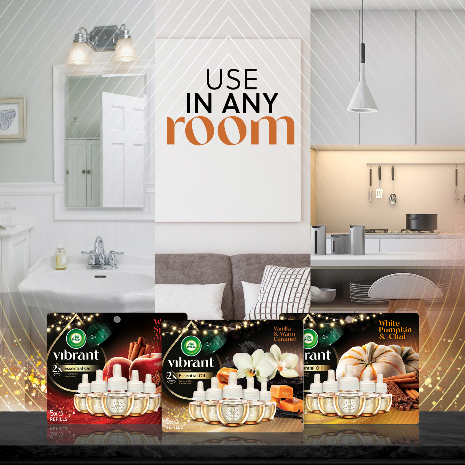 slide 6 of 6, AIRWICK AIR WICK Scented Oil Vibrant Twin Refill Warm Spiced Apples (2x.67) oz., 2 ct