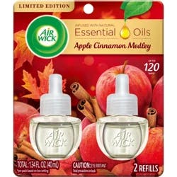 Air Wick Essential Oils Apple Cinnamon Medley Scented Oil Refills 2 ea