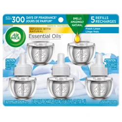 Air Wick Essential Oils Fresh Linen Fragrance Scented Oil Refills 5 ea