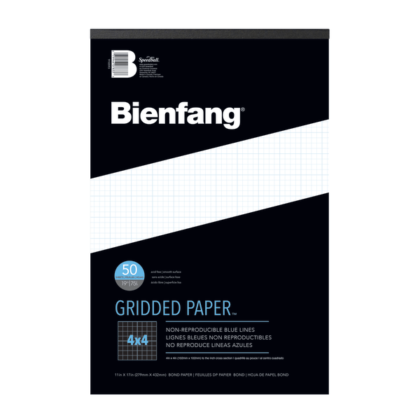 slide 1 of 1, Bienfang Gridded Paper Pad, White/Blue, 1 ct