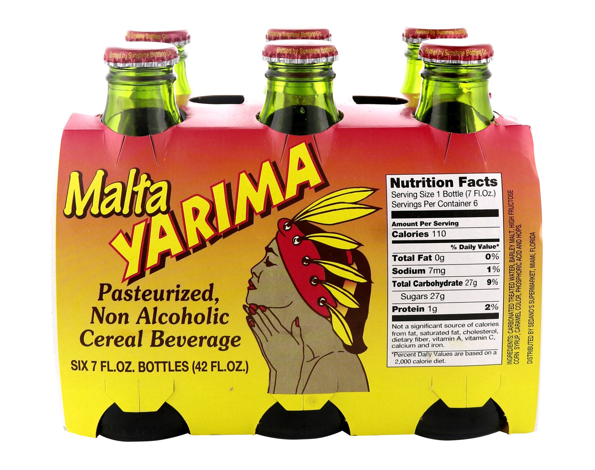 slide 1 of 1, Yarima Malta Pasteurized Non Alcoholic Cereal Beverage - 6 ct; 7 fl oz, 6 ct; 7 fl oz