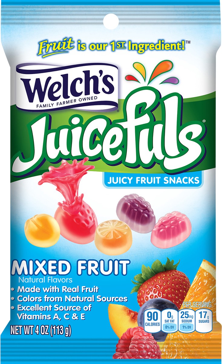 slide 8 of 8, Welch's Juicefuls Mixed Fruit Fruit Snacks 4oz Peg Bag, 4 oz