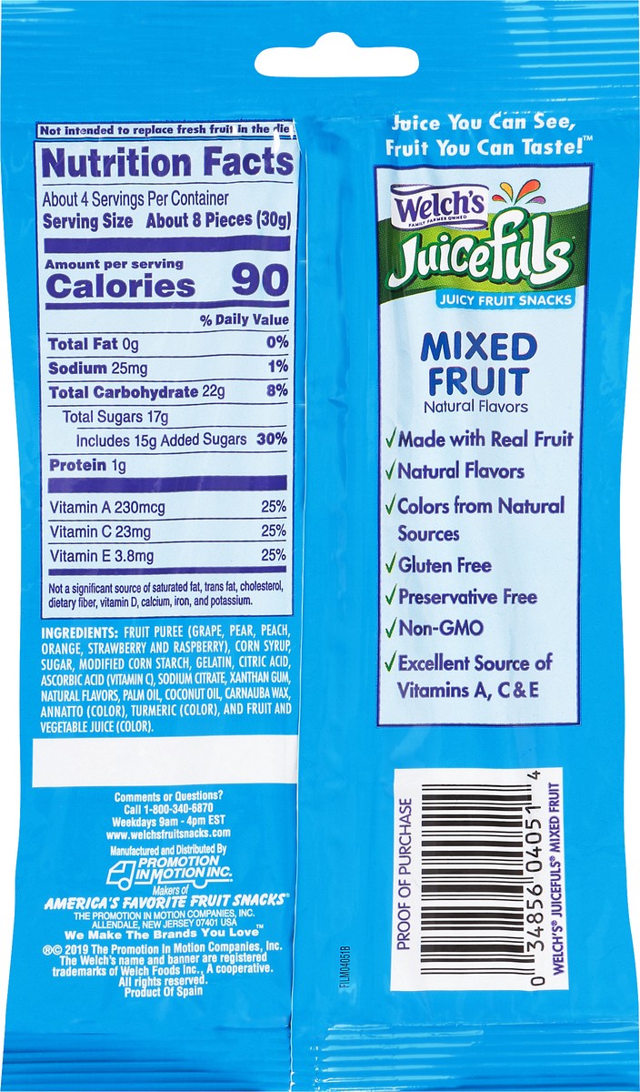 slide 7 of 8, Welch's Juicefuls Mixed Fruit Fruit Snacks 4oz Peg Bag, 4 oz